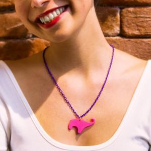 Pink Elephant Necklace,plexiglass Jewelry,elephant..