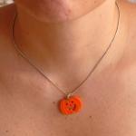 Halloween Jewelry,mini Pumpkin Necklace,lasercut..