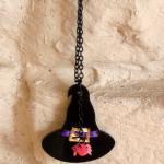 Halloween Jewelry, Witch Hat Necklace,lasercut..
