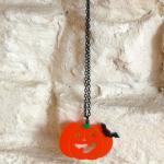 Halloween Jewelry,pumpkin Necklace,lasercut..