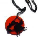 Halloween Jewelry,flying Witch Necklace,lasercut..