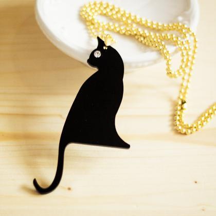 Black Cat Charm Necklace,halloween Jewelry