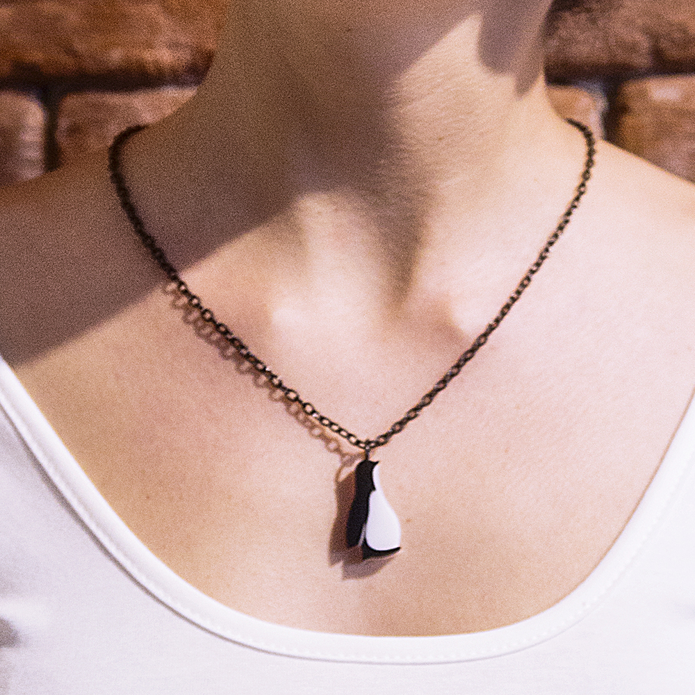 Penguin Necklace,plexiglass Jewelry,animal Jewelry,gifts Under 25