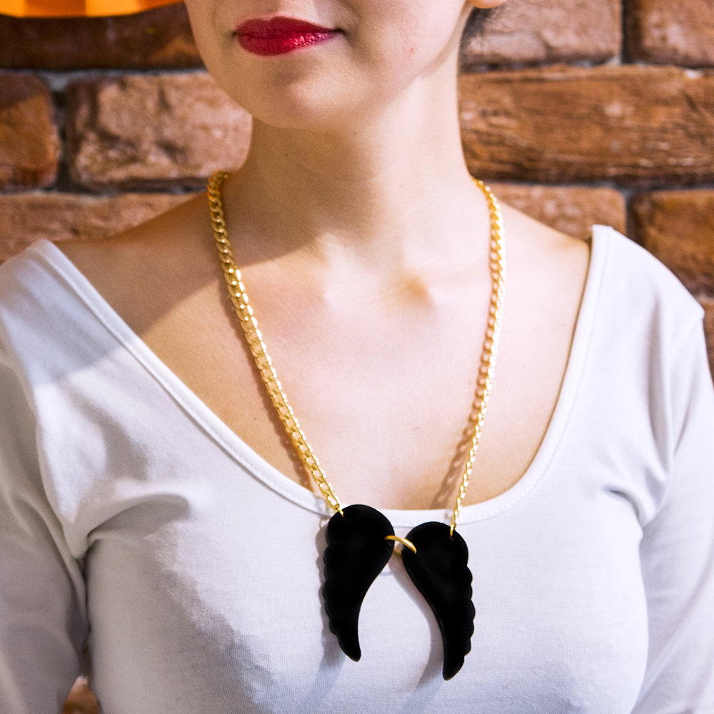 Jr Dark Angel Wings Necklace,plexiglass Jewelry,angel Jewelry,gifts Under 25