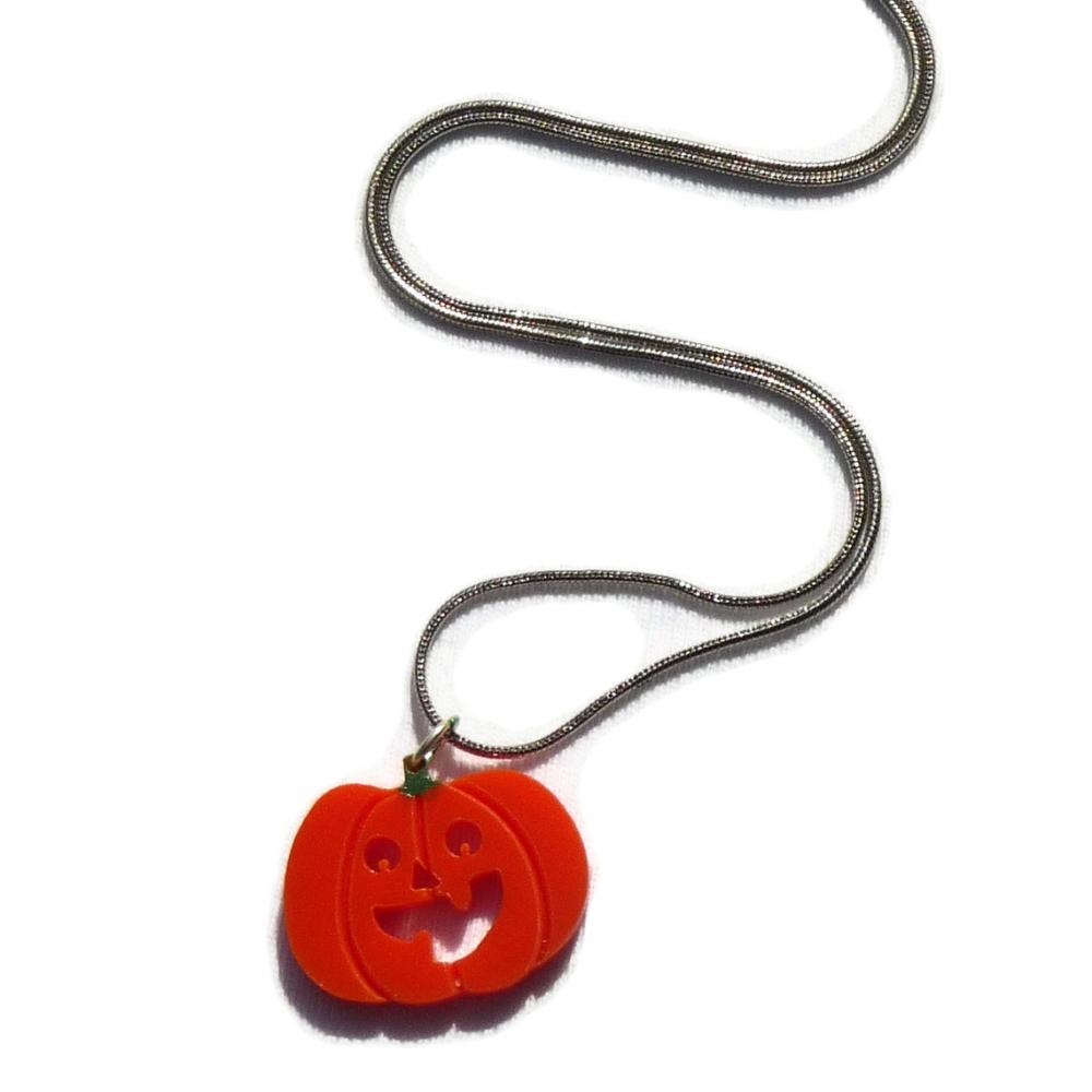 Halloween Jewelry,mini Pumpkin Necklace,lasercut Acrylic