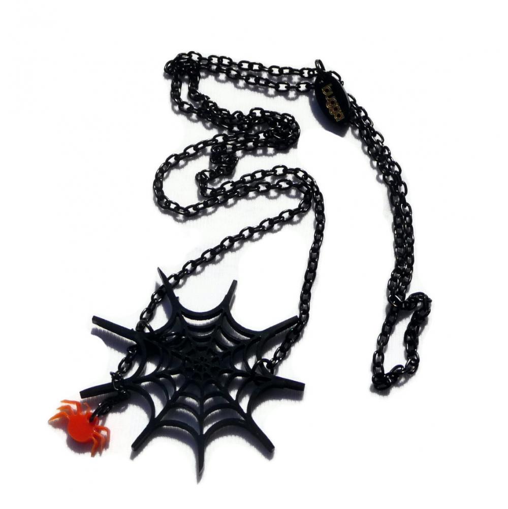 Halloween Jewelry,spider Web Necklace,lasercut Acrylic