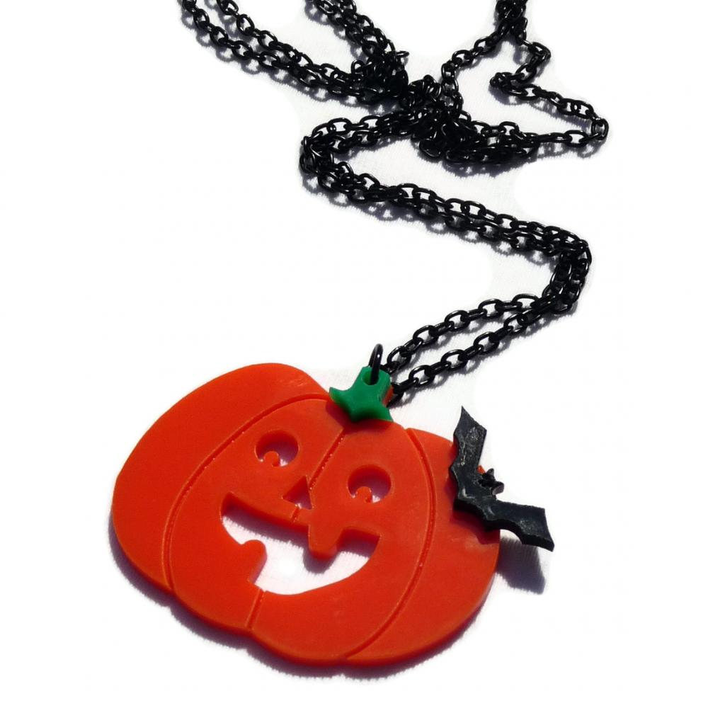 Halloween Jewelry,pumpkin Necklace,lasercut Acrylic