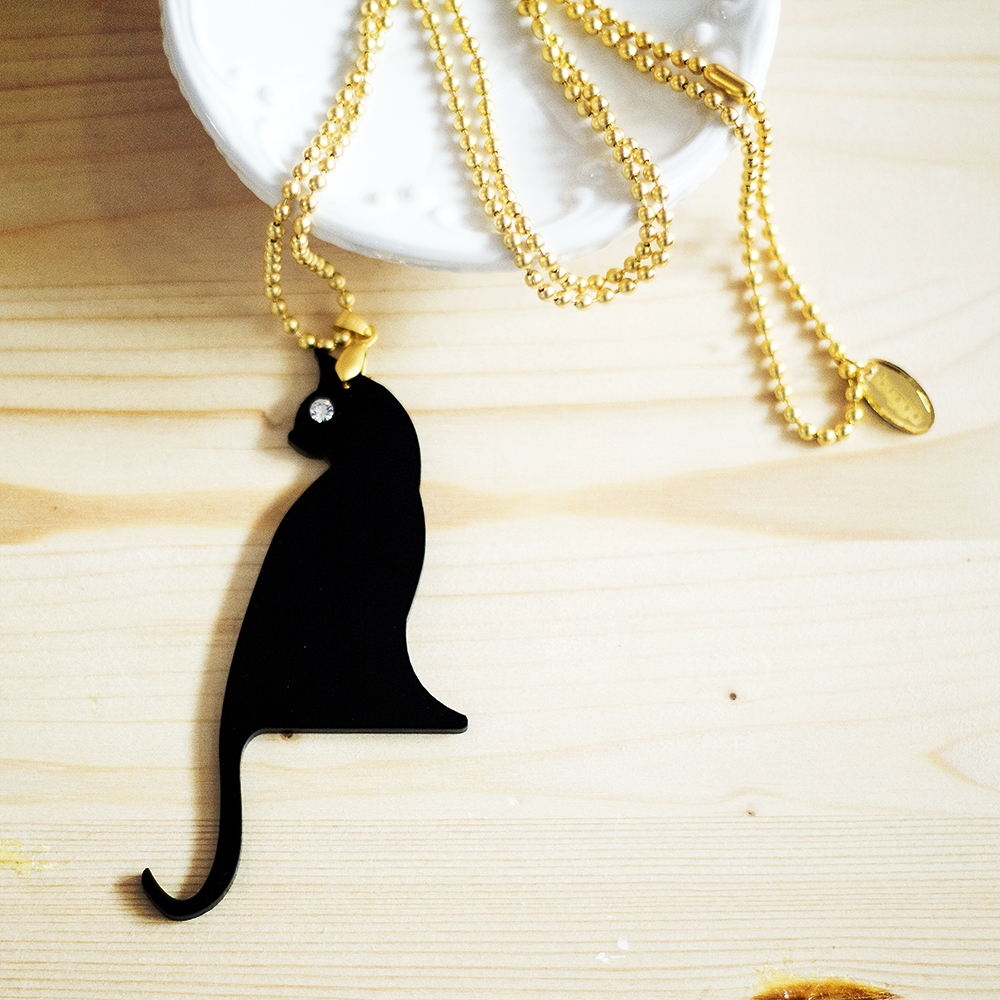 Black Cat Charm Necklace,halloween Jewelry on Luulla